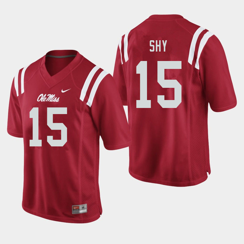 Men #15 Sellers Shy Ole Miss Rebels College Football Jerseys Sale-Red